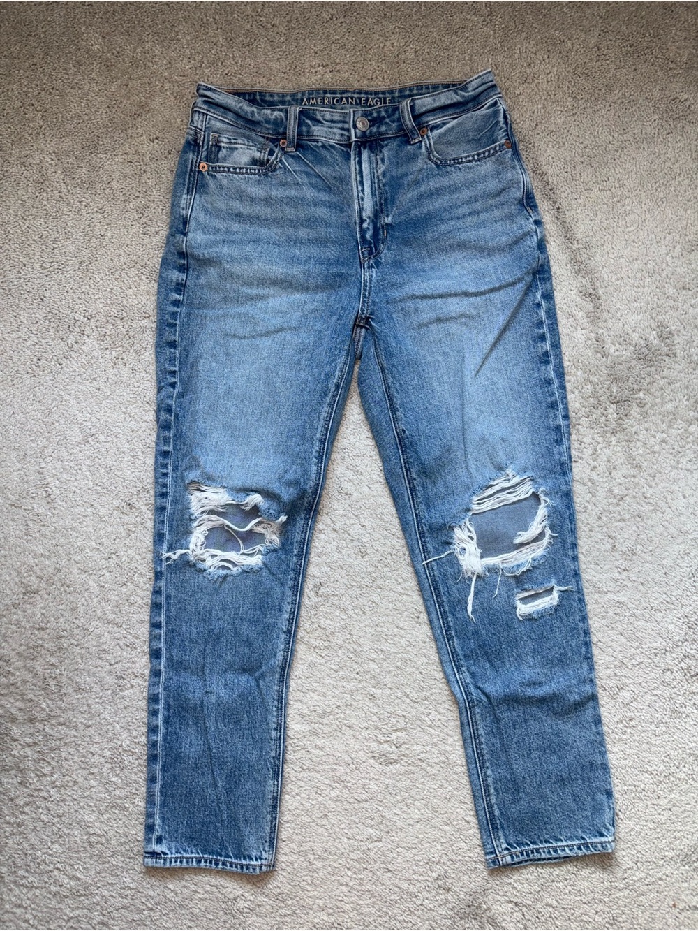 American Eagle Outfitters Strigid Distressed Boyfriend Jeans - Blue